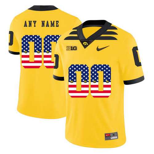 Men%27s Lowa Hawkeyes Customized Yellow USA Flag College Football Jersey